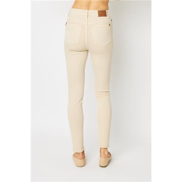 NWT Judy Blue Full Size Garment Dyed Tummy Control Skinny Jeans, in Bone 0-24W - Picture 5 of 7